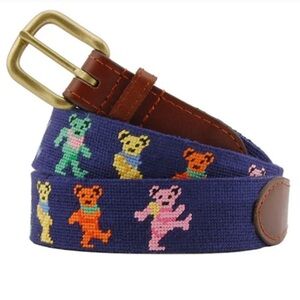 Dancing Bears on Navy Needlepoint Belt